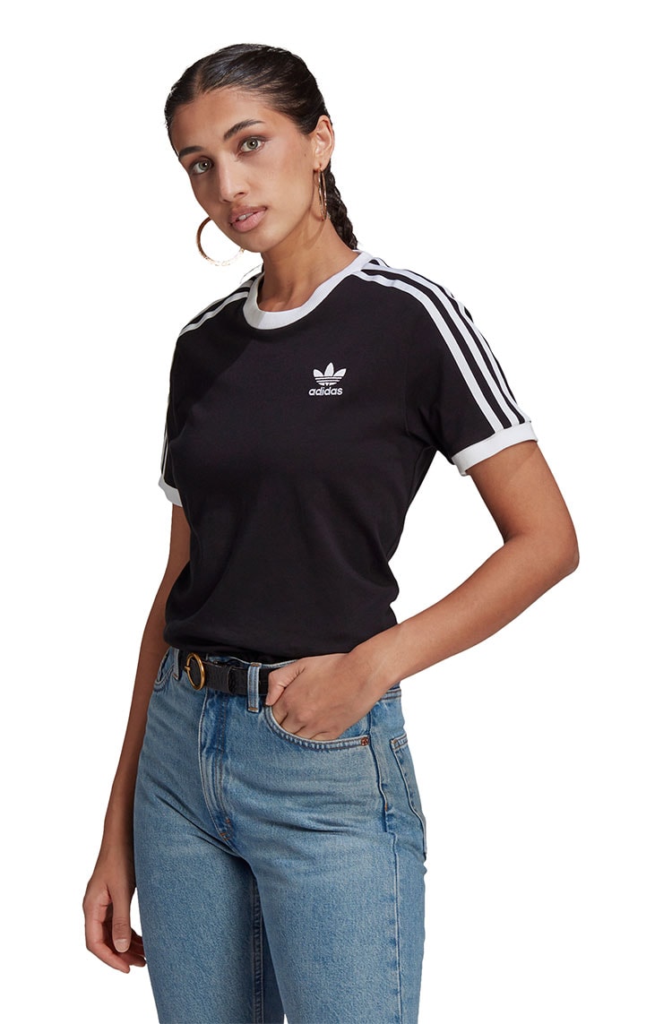 Camiseta Adidas Adicolor Classics 3 Stripes Feminina Preta Branca