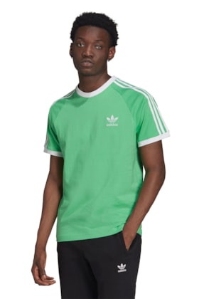 Camiseta Adidas Adicolor Classics 3-Stripes Verde/Branca Camiseta Adidas Adicolor Classics 3-Stripes Verde/Branca
