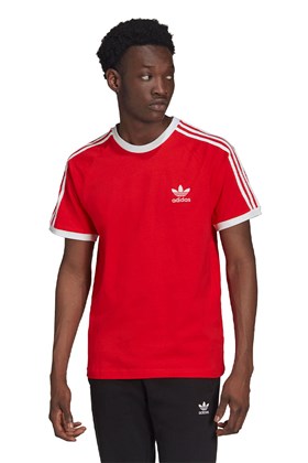 Camiseta Adidas Adicolor Classics 3 Stripes Vermelho/Branca