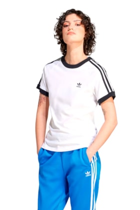 Camiseta Adidas Adicolor Classics Slim 3-stripes Branco/Preto