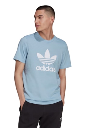 Camiseta Adidas Adicolor Classics Trefoil Azul Claro/Branca Camiseta Adidas Adicolor Classics Trefoil Azul Claro/Branca