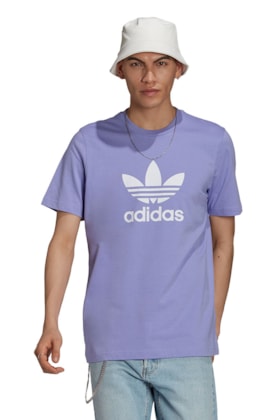 Camiseta Adidas Adicolor Classics Trefoil Lilas/Branca Camiseta Adidas Adicolor Classics Trefoil Lilas/Branca