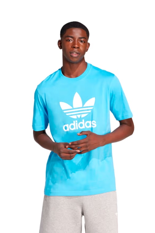 Camiseta Adidas Adicolor Trefoil Azul/Branco