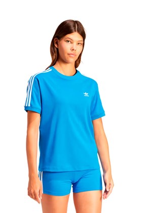 Camiseta Adidas Baby Look 3-Stripes Azul