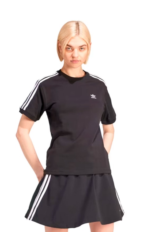 Camiseta Adidas Baby Look 3-stripes Preto