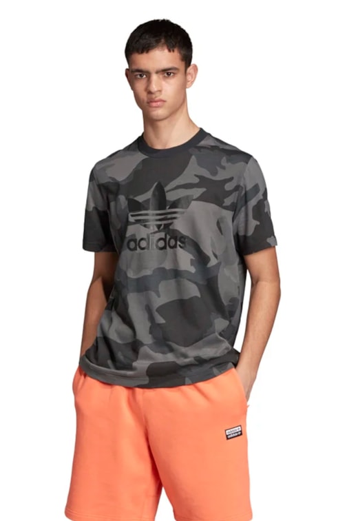 Camiseta ADIDAS Camuflagem Trefol Preto/Cinza