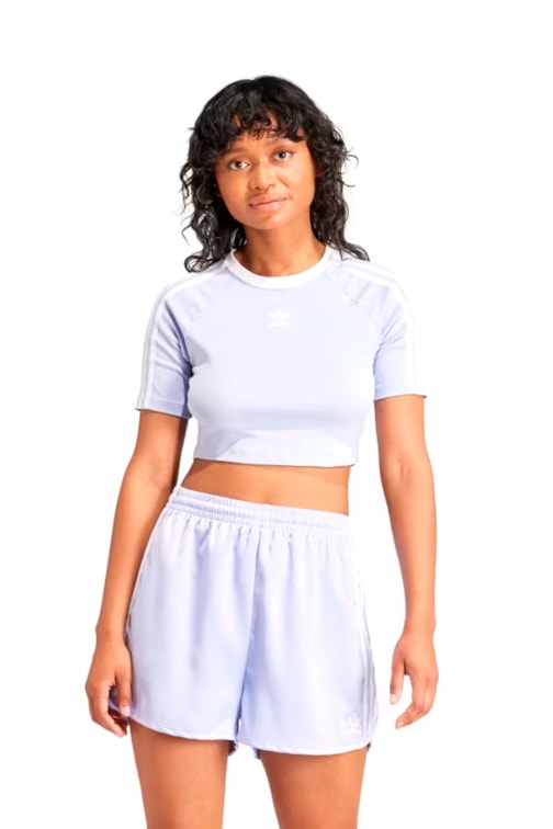 Camiseta Adidas Cropped 3-stripes Lilás