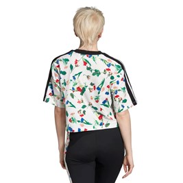 Camiseta ADIDAS Cropped Allover Print Feminino Branca/Floral