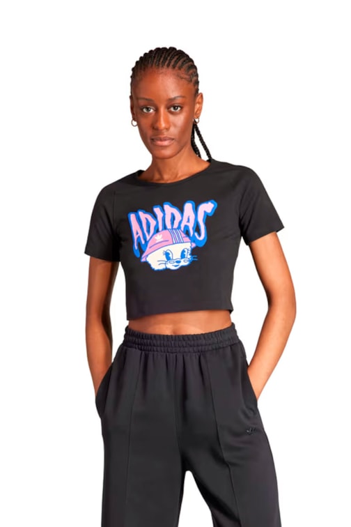 Camiseta Adidas Cropped Graphic Baby Preto