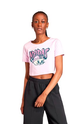 Camiseta Adidas Cropped Graphic Baby Rosa
