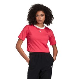 Camiseta ADIDAS Cropped Trefoil Rosa/Branca