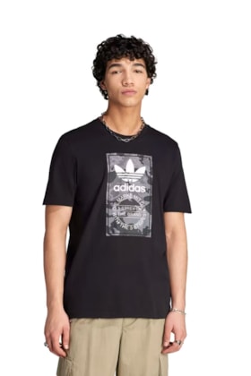 Camiseta Adidas Estampada Camo Tongue Label Preto