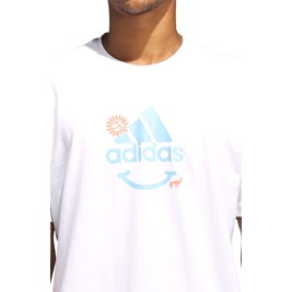 Camiseta Adidas Estampada Change Through Sports Branco/Azul