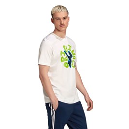 Camiseta Adidas Graphics Unite Branco/Verde/Azul