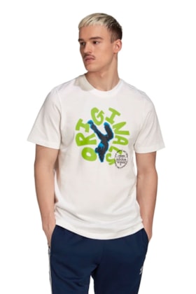 Camiseta Adidas Graphics Unite Branco/Verde/Azul