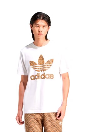 Camiseta Adidas Monograma Classic Branco/Marrom