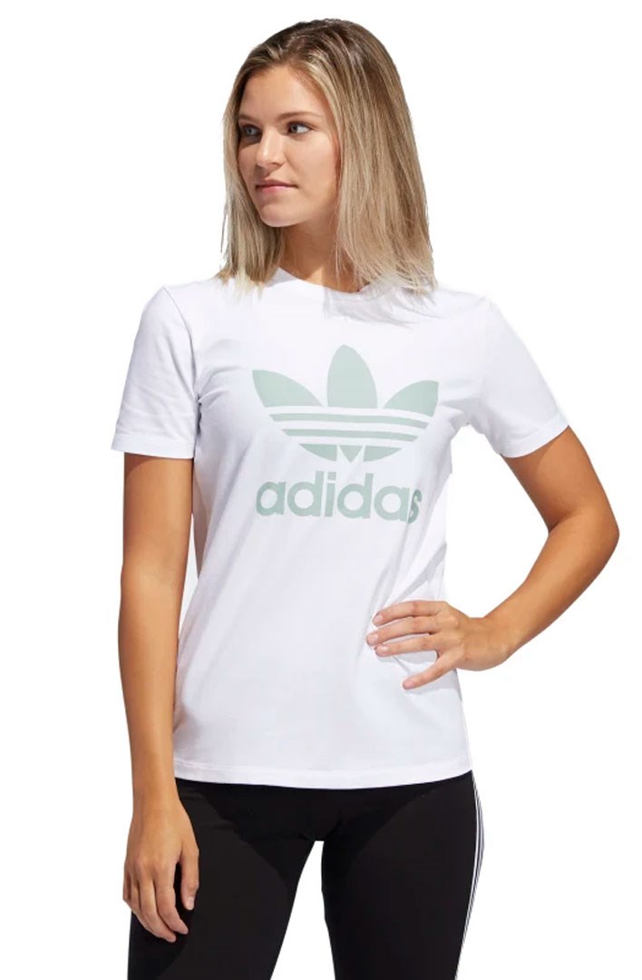 camiseta adidas trefoil branca feminina