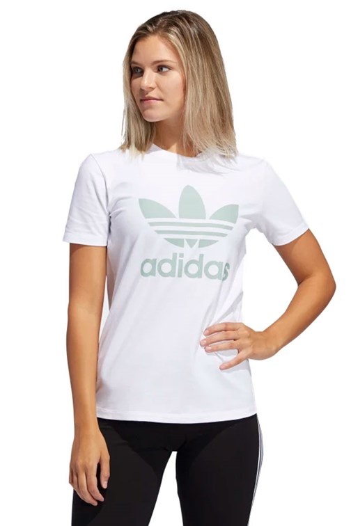 Camiseta ADIDAS Trefoil Feminino Branca/Verde