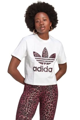 Camiseta Adidas Trefoil Logo Branco/Leopardo