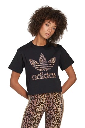 Camiseta Adidas Trefoil Logo Preto/Leopardo