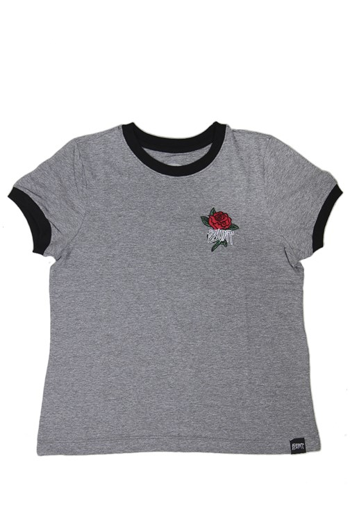 Camiseta Blunt Flower Embroidery Cinza