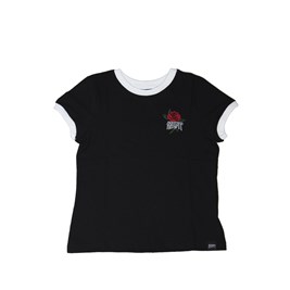 Camiseta Blunt Flower Embroidery Feminina Preto