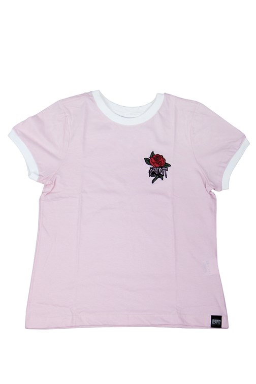 Camiseta Blunt Flower Embroidery Rosa