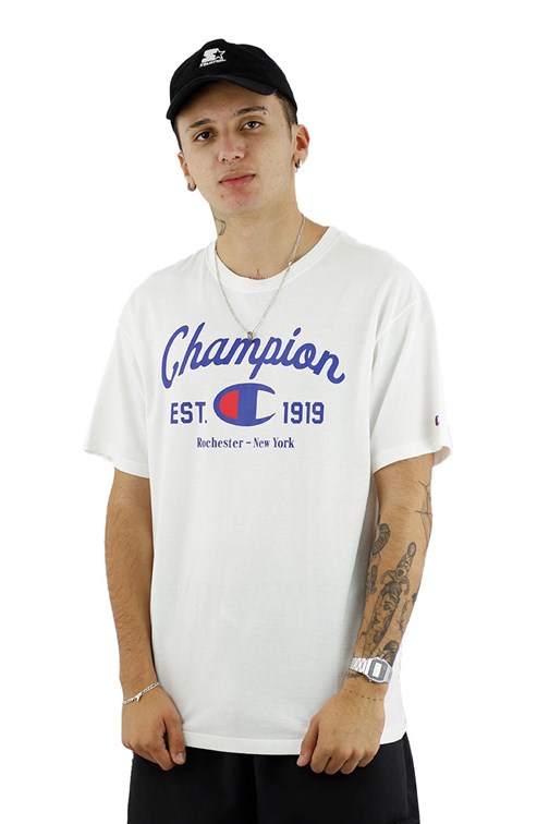 Camiseta Champion Logo Arc Script Branca