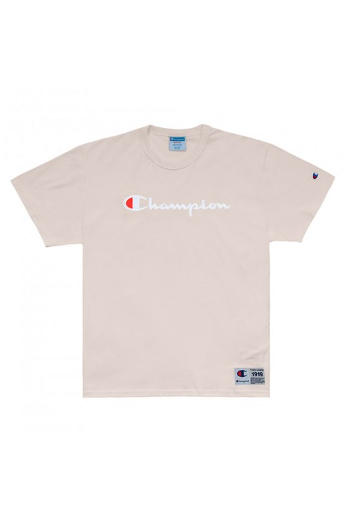 Camiseta Champion Logo Bordado Bege/Branca