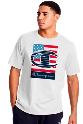 Camiseta Champion Manga Curta Patrit Usa Flag Off White