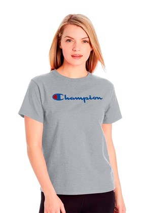 Camiseta Champion Script Logo Ink Cinza