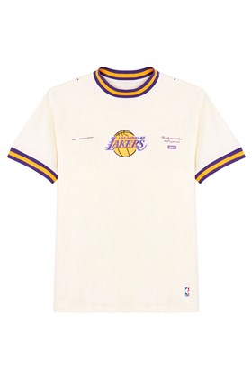 Camiseta Dystom Approve X NBA Lakers Off White/Amarelo