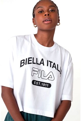 Camiseta Fila Copped Uc Biella Itália Feminina Branco