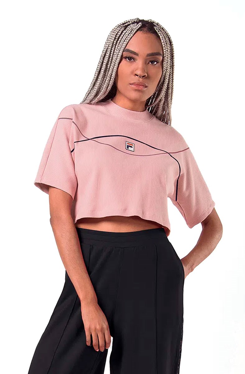 camiseta fila feminina rosa