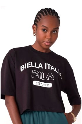 Camiseta Fila Cropped Uc Biella Itália Feminina Preto