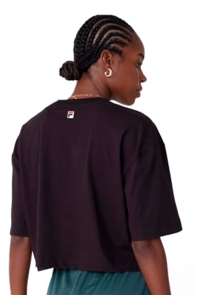 Camiseta Fila Cropped Uc Biella Itália Feminina Preto