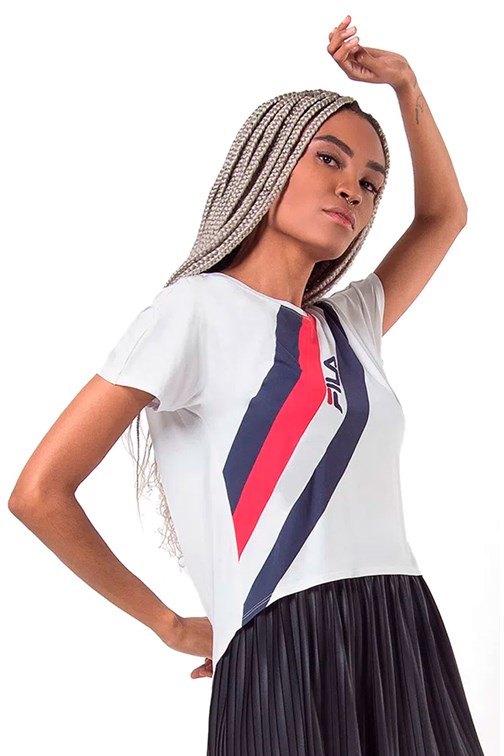 Camiseta FILA Macro Stripe Feminino Branca