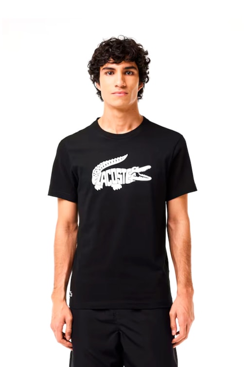 Camiseta Lacoste Esportiva Ultra-Dry Preto/Branco