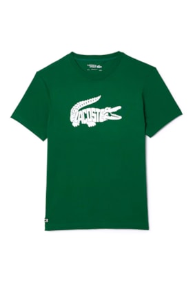 Camiseta Lacoste Esportiva Ultra-Dry Verde/Branco