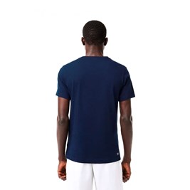 Camiseta Lacoste Esportiva Ultra-Seca com Estampa Azul Marinho