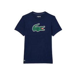 Camiseta Lacoste Esportiva Ultra-Seca com Estampa Azul Marinho