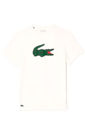 Camiseta Lacoste Esportiva Ultra-Seca com Estampa Branco