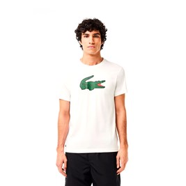 Camiseta Lacoste Esportiva Ultra-Seca com Estampa Branco