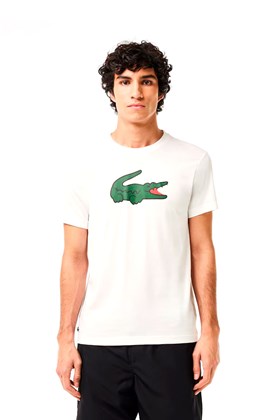 Camiseta Lacoste Esportiva Ultra-Seca com Estampa Branco