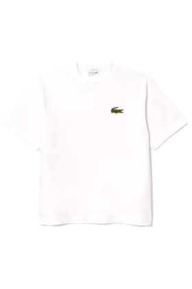 Camiseta Lacoste Loose Fit em Algodão Bordado Branco