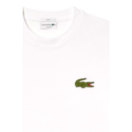 Camiseta Lacoste Loose Fit em Algodão Bordado Branco