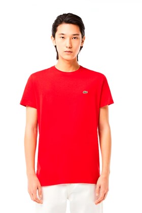 Camiseta Lacoste Masculina Algodão Pima Vermelho
