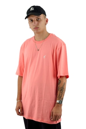 Camiseta LRG 47 Mini Logo Girafa Extra Salmão/Branca Camiseta LRG 47 Mini Logo Girafa Extra Salmão/Branca