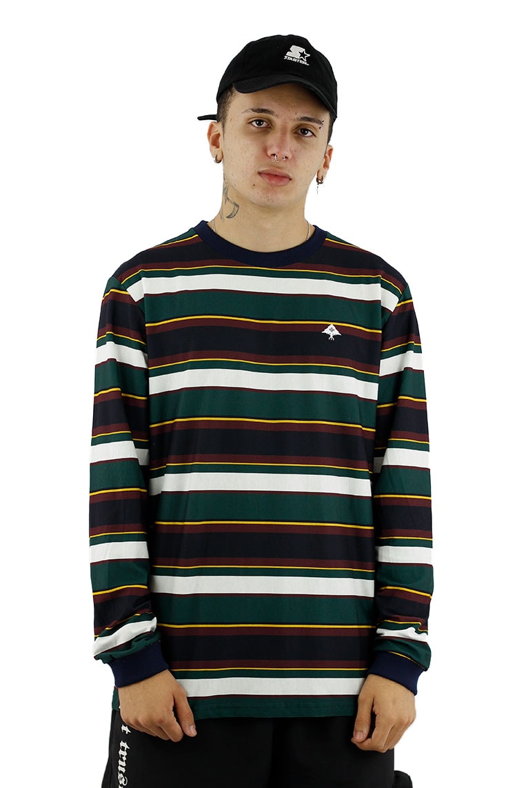 camisa manga longa listrada vermelha e branca