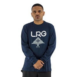 Camiseta LRG Manga Longa Logo Stack Peito Azul/Branca